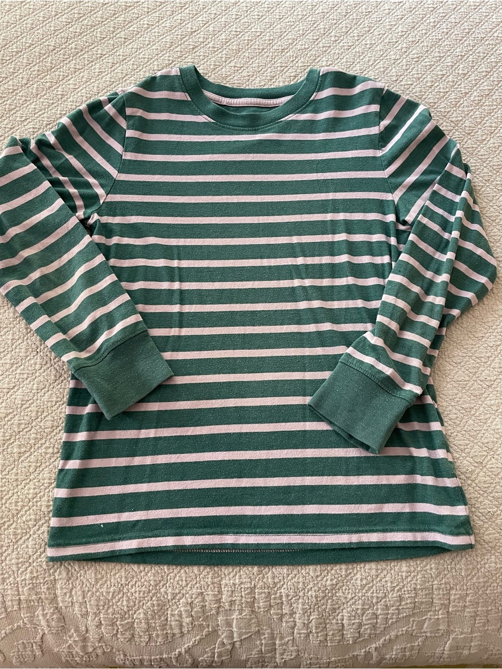 Cat & Jack Green and Light purple Striped Long-Sleeve Tee